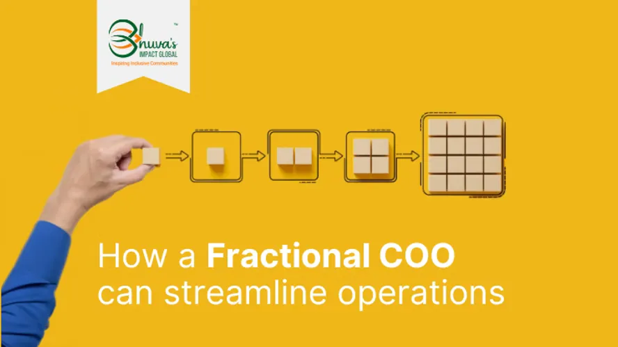 Blog cover of "How a fractional COO can streamline operations" with a hand putting wooden blocks into a square