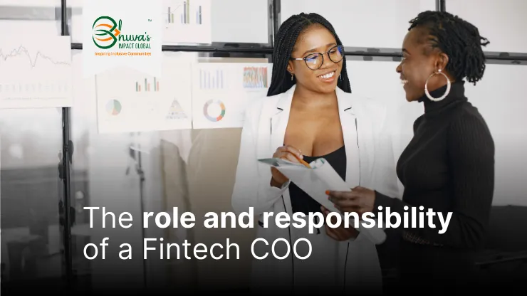 Blog cover of "The role and responsibility of a Fintech COO" with two corporate women looking at each other