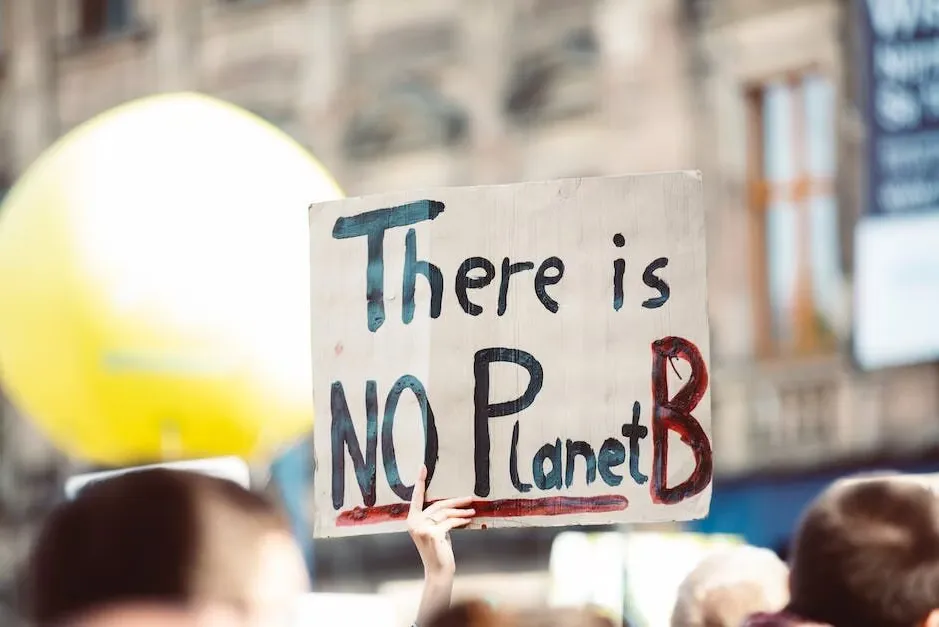 A hand holding up a sign saying "There is NO Planet B" at a protest