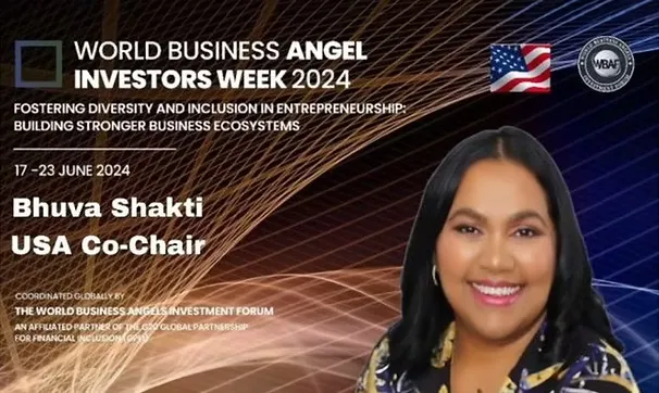 Image of Bhuva Shakti being a speaker at the World Business Angel Investors Week 2024